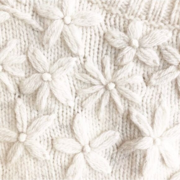 Rebecca Tylor LA VIE Floral Embroidered ivory wool sweater XSmall - Picture 10 of 11